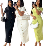 Fongt And Autumn New French Vintage Slimming Knitted Short Sleeve Dress
