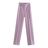 New Summer Style Straight Tube High Waist Shows Thin Solid Color Casual Pants 2761048-Outfit