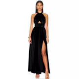 Fongt Women's Clothing New Hanging Neck Hollow Folded Folded Floral Dress
