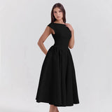 Fongt Autumn And Winter New Women's Fashion Temperament Sexy Back To Repair Solid Color Dress
