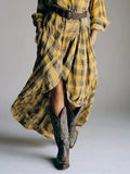Fongt Long-Sleeved Plaid Shirt Dress 2025 Spring And Autumn New Fashion Loose Casual Dress Belt