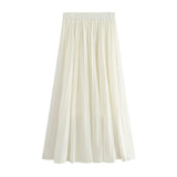 Pleated High Waist Skirt Female 2020 Summer Solid Chiffon Long Skirts For Women Korean Casual Midi Pleated Skirt