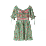 Fongt New Women's Autumn Green Positioning People Cotton Print Tight Dress Women