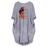 Fongt Burst Casing Round-Neck Printing Bag Loose Large Size Women's Knitted Dress