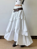 Fongt Holiday Style Solid Color Multi-Layer Irregular Low-Waist Large Swing A-Word Half-Body Skirt Long 2025 New Batch