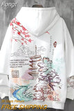 Chinese Style Anime Print Hoodie Women Harajuku Oversize Sweatshirt Female Letter Winter Long Sleeve Pullover