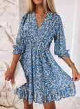Fongt New Middle Dress Is A Bohemian Print Short Sleeve Floral Dress-Outfit
