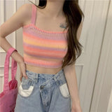 Fongt Striped Knitted Jab Sling Vest Summer Bottom New Slimming Wearing Short