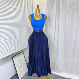 Fongt Fashion Folding Wave Half-Dress French Sweet High-Waisted A-Shaped Skirt Mid-Long Folds Skirt