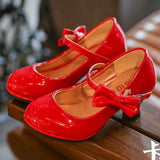 Leather Shoes Autumn Bowtie Sandals 2018 New Children Shoes High Heels Princess Sweet Sandals For