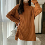 Fongt New Fall / Winter 2023 Retro Lazy Wind Coat With A Long-Sleeved Knit Bottom Turtleneck-Outfit