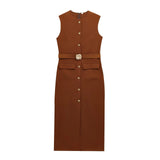 Fongt New With Belt Cuffless Sleeveless Fande Dress 3897054