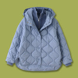 Fongt Casual Version Of The Quilt Hooded Jacket Jacket Lingge Cotton Ivory White 24 Winter New