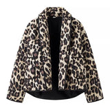 Fongt Women's Clothing 2025 New Winter Retro Leopard Print Cotton Jacket Women's Cotton Jacket