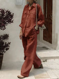 Fongt 2025 New Women's Long-Sleeved Shirt Loose Pants Two Sets