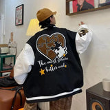and autumn retro quilted embroidered baseball uniform jacket men and women loose tide brand street jacket couple shirt-Outfit
