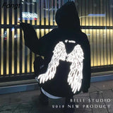 Hip Hop Reflective Hoodie Harajuku Loose Unisex Clothes Winter Pullover Wings Coat Women Punk Gothic Couple Hoodie