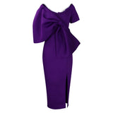 Fongt Party Dress Women's Sexy Big Bow Bow Open Dress Bag Hip Dress Dress