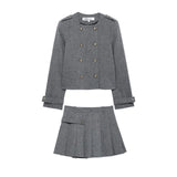 Fongt And Winter New Buckle Blended Coat 0034250 Wide Folded Skirt 0034251