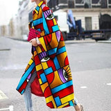 Fongt Spring And Autumn Wishebay Long Horn Sleeve Coat Print Loose Wind Coat
