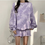 New Tie-Dye Casual Hoodies Two Piece Suits Women Casual Loose Long Sleeve Sweatshirts Spring Autumn Thin Woman