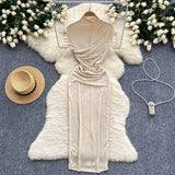 Fongt Royal Sister Dress Goddess Fan Temperament Heart Folds To Receive The Waist Thin Long Bag Of Hip Skirts