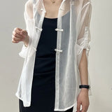 Fongt Year's Popular New Chinese Style Buckle National Style Shirt Women 2025 New Summer Thin Outside The Sunscreen Cardigan Top