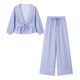 Fongt Homemade New Women's Butterfly Striped Shirt Striped Striped Legs
