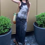 Fongt Summer New Retro Street Trend Print Color Round Collar High Waist Slim