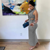 Fongt Women's Autumn And Winter New Street Fashion Single Buckle With Sleeveless Neck Elastic Dress
