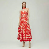 2025 Spring New Fashion Temperament Printing Advanced Feeling Waist Show Thin Model Of Slings Dress