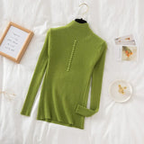 Fongt Collar Sweater Bottomed Women's Long-Sleeved Top 2024 Autumn And Winter New Button Tight Knitted