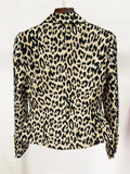 STREET Newest 2023 Designer Jacket Women's Slim Fit Lion Buttons Double Breasted Jackquard Leopard