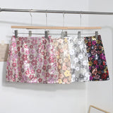 Fongt Heavy Industry Lighting Flowers A-Word Skirt High Waist Thin Ass Anti-Light Short Skirt Women 8158