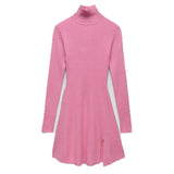 Chic Pink Side Split Slim Knitted Mini
