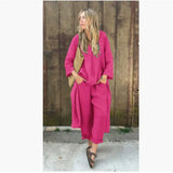 Fongt Explosion Of Women's Summer Pocket V-Neck 2 Sets Of Solid Color Loose Women's Clothing
