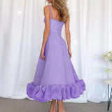 Irregular Ruffle Hem Sling Long Dress Women Fashion Sleeveless Wedding Guest Dresses 2023 New Evening Party Vestido-Outfit