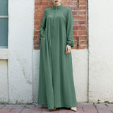 Fongt New Muslim Women's Clothing Middle Eastern Arab Style Zippered Open-Shirt Into The Bag Temperament Loose Dress
