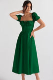 Fongt New Summer Fashion Bubble Sleeves With Open Fork Dress Dress Woman Summer