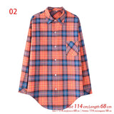 New Arrival Women Vintage Plaid Oversized Blouse Lantern Sleeve Turn Down Collar Autumn Shirts Button Up Casual Tops