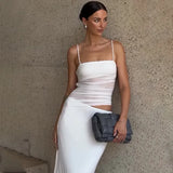 Fongt Women's Fall 2024 New Fashion Sexy Back Fake Two Slim Solid Color Sleeveless Sling