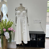 Small And Pure Desire Petal Tective Shoulder Strap Cotton Slings Pure Color Dress To Take Pictures Of The