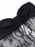 Slit Sheer Mesh Bandeau Top-Outfit