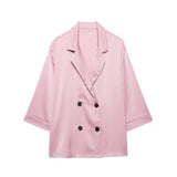 Fongt 2025 New Women's Wrinkle Effect Blazer + Trousers Fashion Suit