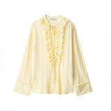 Fongt New Loose V-Neck Cascade Trim With Long-Sleeved Shirt