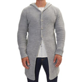 Fongt Men's Autumn And Winter New Hooded Knitted Shirt Medium Long Bag Open Shirt Sweater Jacket