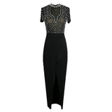 Fongt Fluoroticle Stud Beads Short-Sleeved Women's Evening Dress Dress Dress Dress Direct