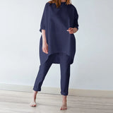Urban Tracksuit Women Summer Pants Suits ZANZEA Two Piece Sets Casual 3/4 Sleeve Irregular Blouse Trousers Sets