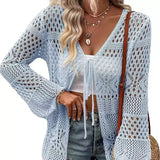 Fongt Beach Knitted Jersey In Summer 2025 Sexy Solid Color Knitted Beach Swimwear Shirt Sunscreen Cardigan