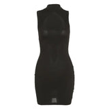 Fongt INS Summer Women's Fashion Sleeveless Round Collar Sexy Hollow Out Slim Hip Wrap